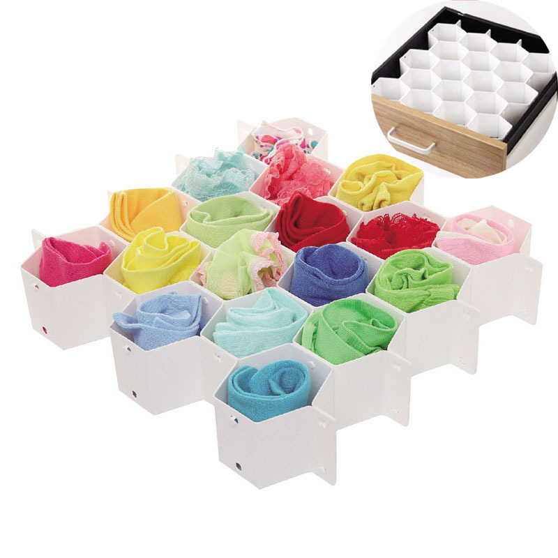 Sock Organizer Tray - 18 Honeycomb Drawer Partition Board for