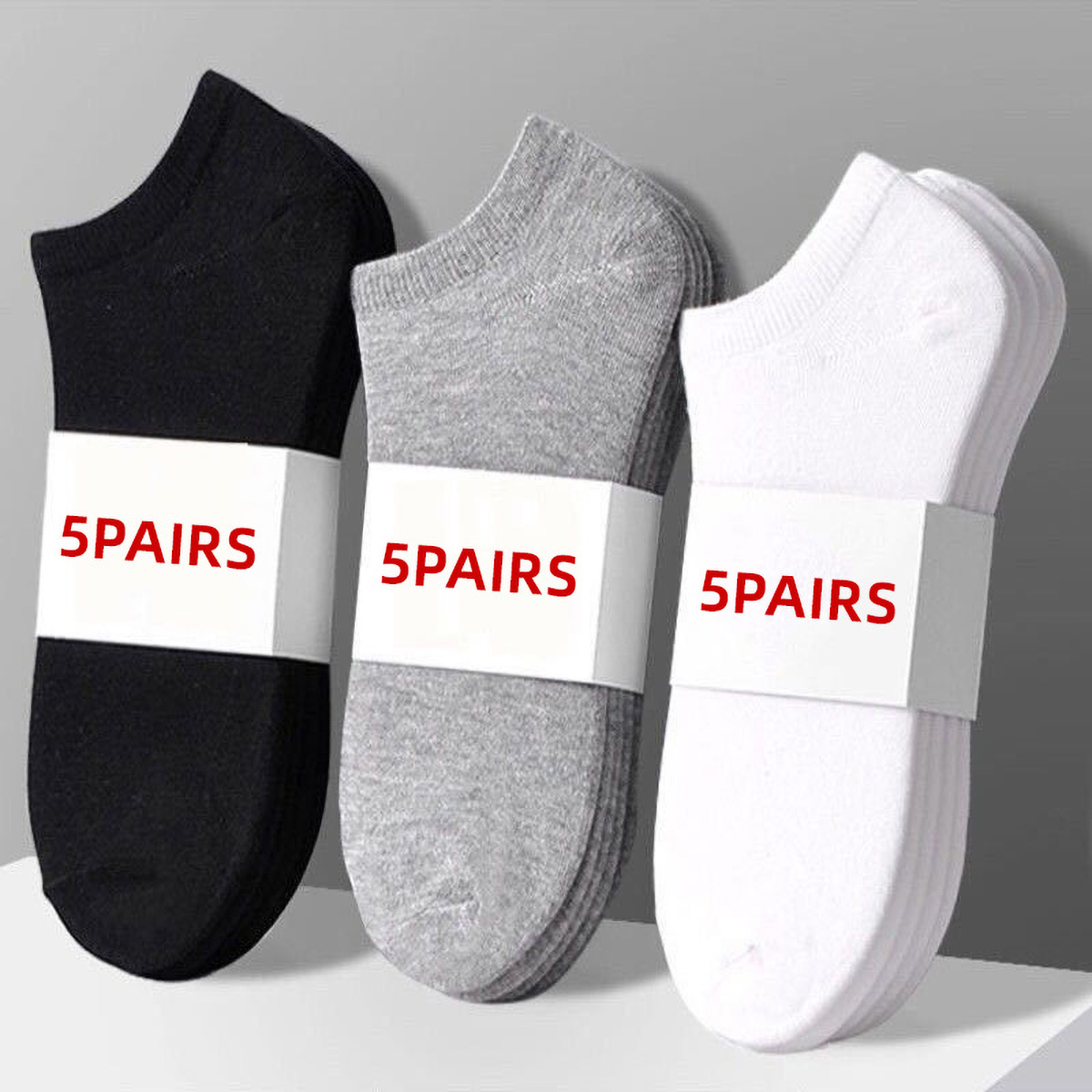 5 Pairs Unisex Casual Plain Co - Ankle Sock Low Cut のレビューと価格