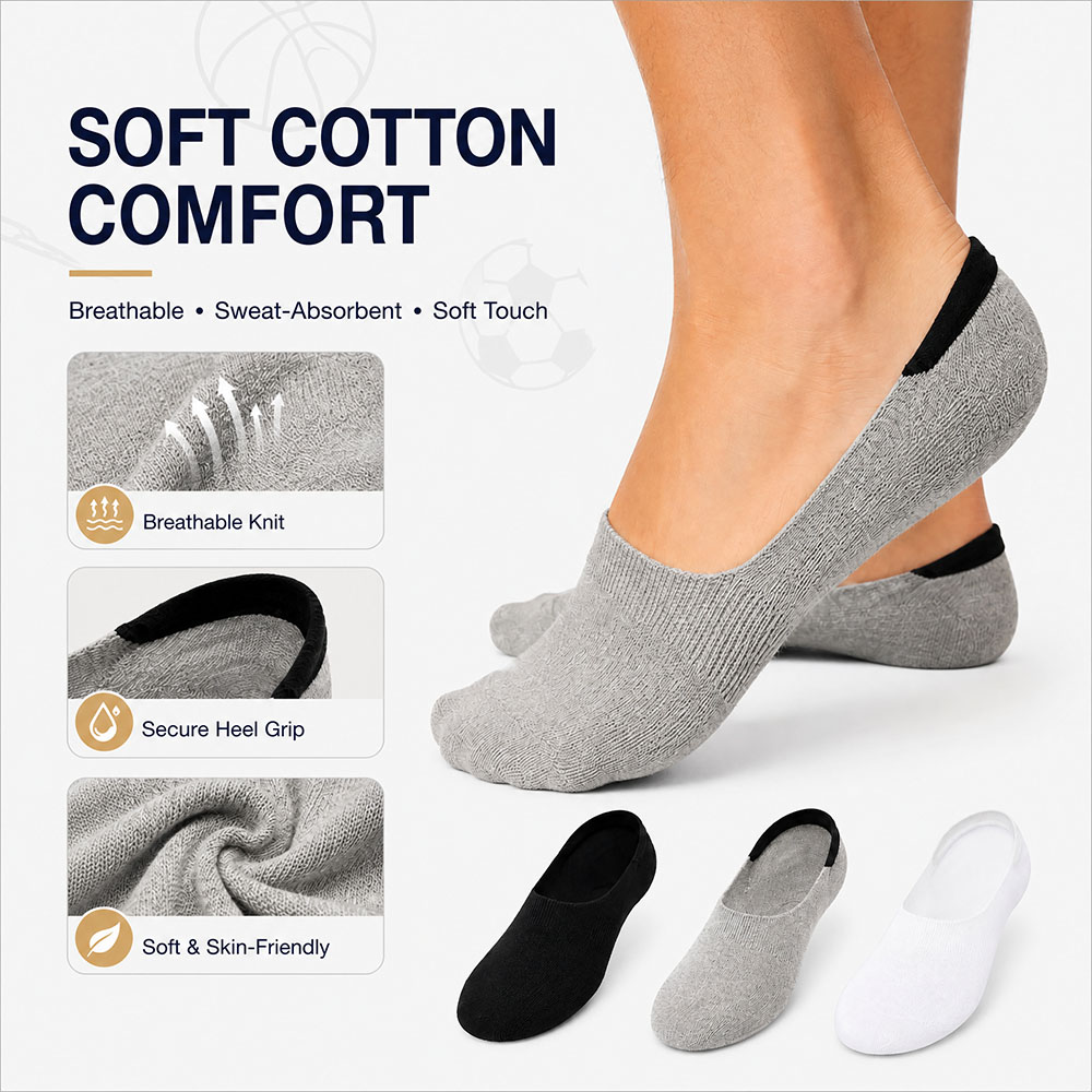 6 Pairs Unisex Cotton No Show  - Invisibility Sock Loafer のレビューと価格