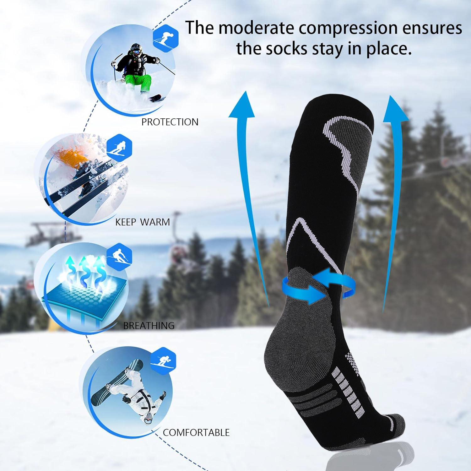 2 Pairs Ski Socks, Cold Weathe - Thermal Sock Winter のレビューと価格