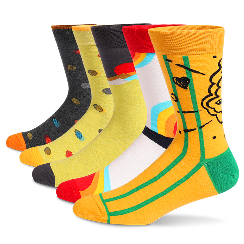 5Pairs Mens Fun Dress Socks, P - Cotton Crew Sock Pack のレビューと価格