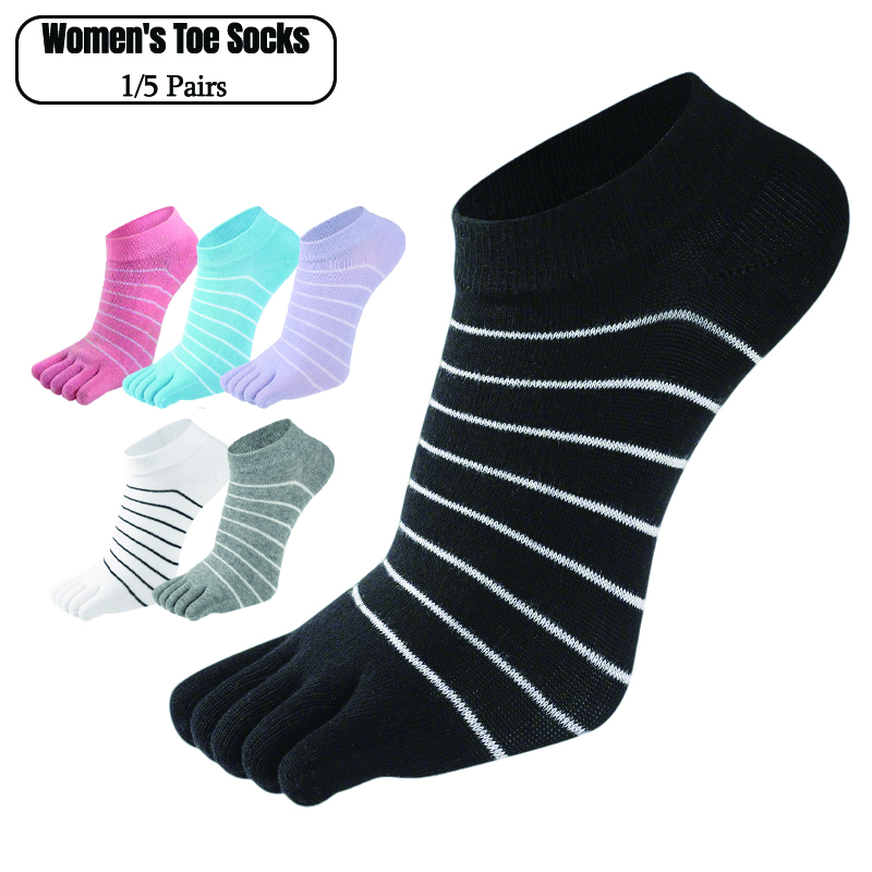 1/5 Pairs Women Striped Five T - Ankle Sock Low Cut のレビューと価格