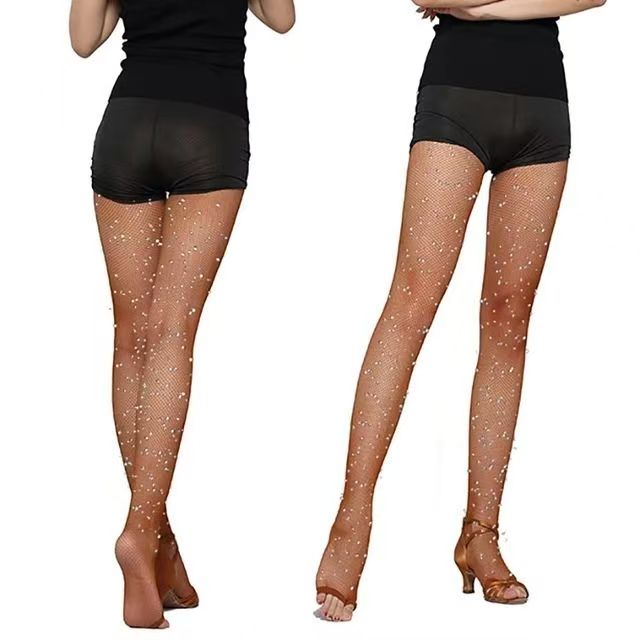 Rhinestone Decor Peep Toe Lati - Fishnet Stocking Women のレビューと価格