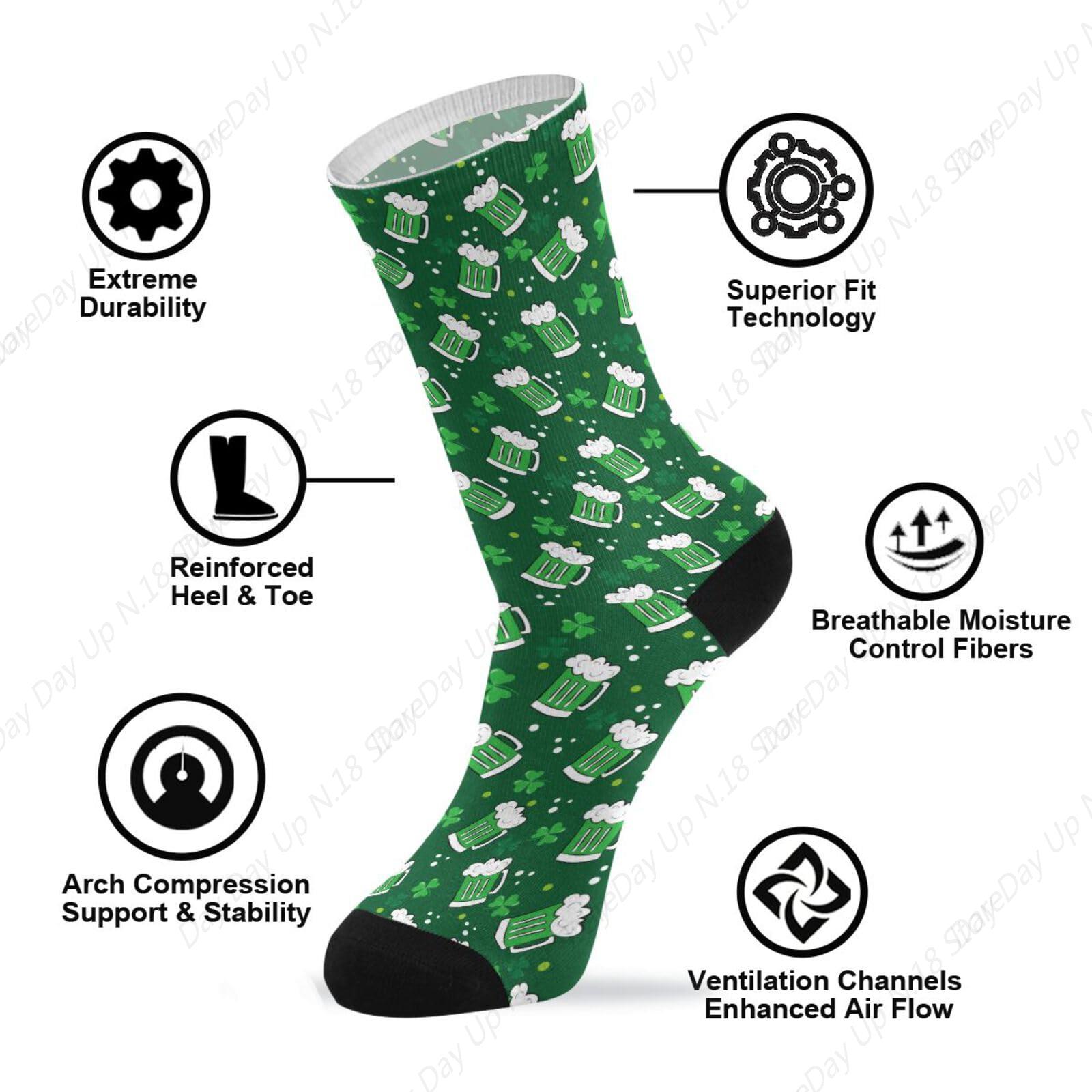 Green Clover Leaf Beer St. Pat - Cotton Crew Sock Pack のレビューと価格