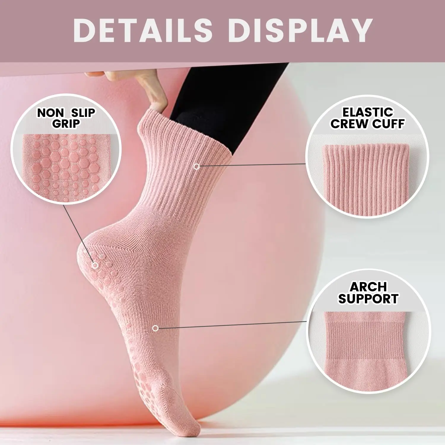 4 pairs of women's yoga socks, - Grip Sock Yoga のレビューと価格
