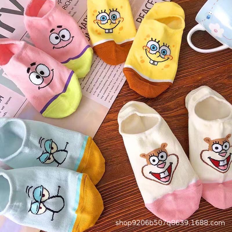 4PCS Hot Cute SpongeBob Square - Invisibility Sock Loafer のレビューと価格