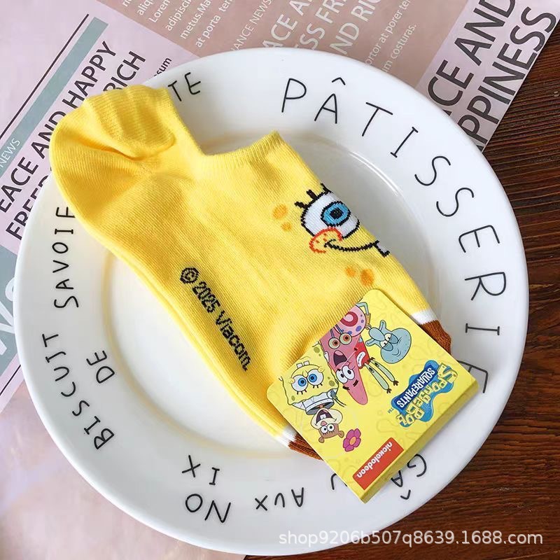 4PCS Hot Cute SpongeBob Square - Invisibility Sock Loafer のレビューと価格
