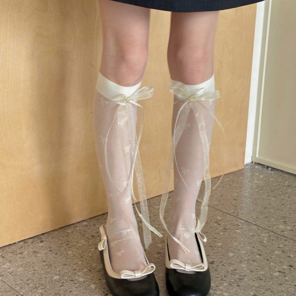 Sweet Bow Lace Sunscreen Calf  - Silk Sock Bamboo のレビューと価格