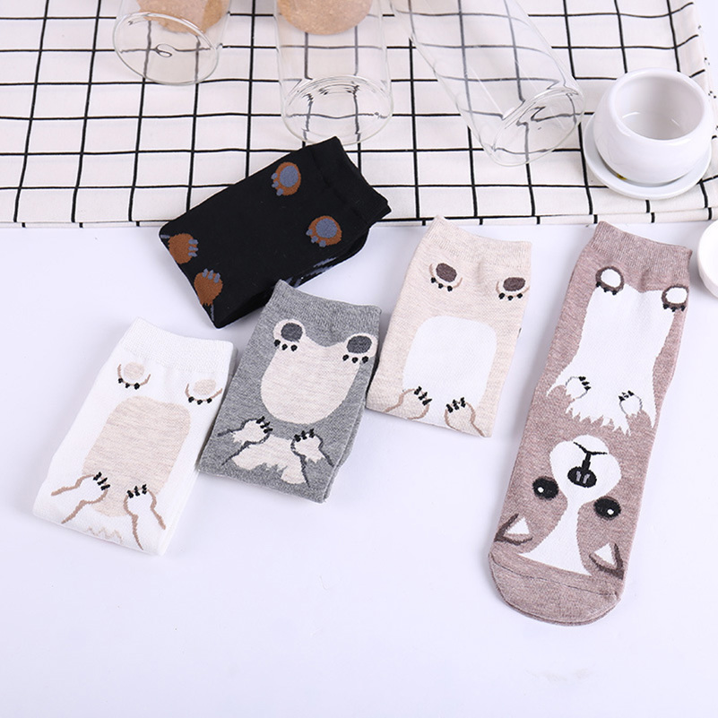 5 Pairs/pack Funny Cartoon Dog - Cotton Crew Sock Pack のレビューと価格