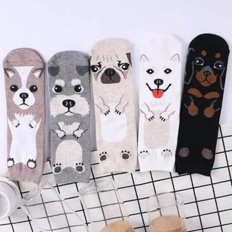 5 Pairs/pack Funny Cartoon Dog - Cotton Crew Sock Pack のレビューと価格