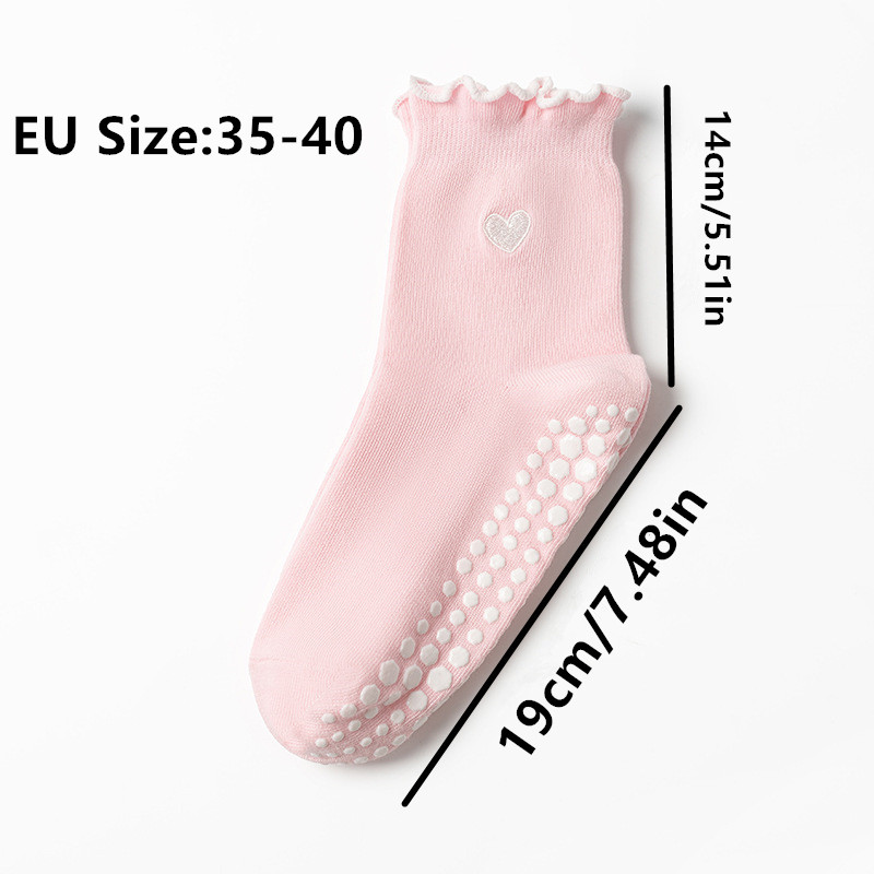 3 Pairs Women Heart Pattern Fr - Grip Sock Yoga のレビューと価格