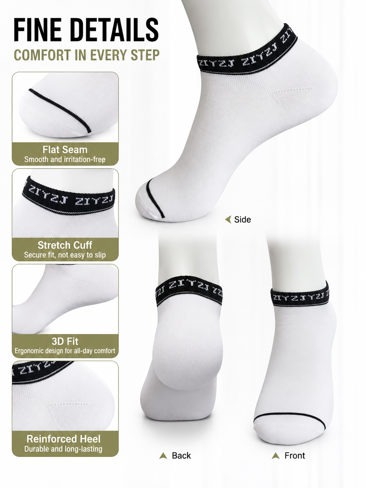 5 Pairs Men's Color Block Ankl - Ankle Sock Low Cut のレビューと価格
