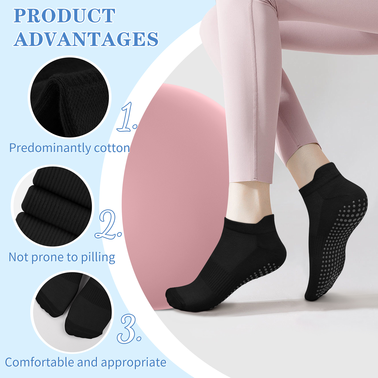 3 Pairs Yoga Socks Women Cotto - Grip Sock Yoga のレビューと価格