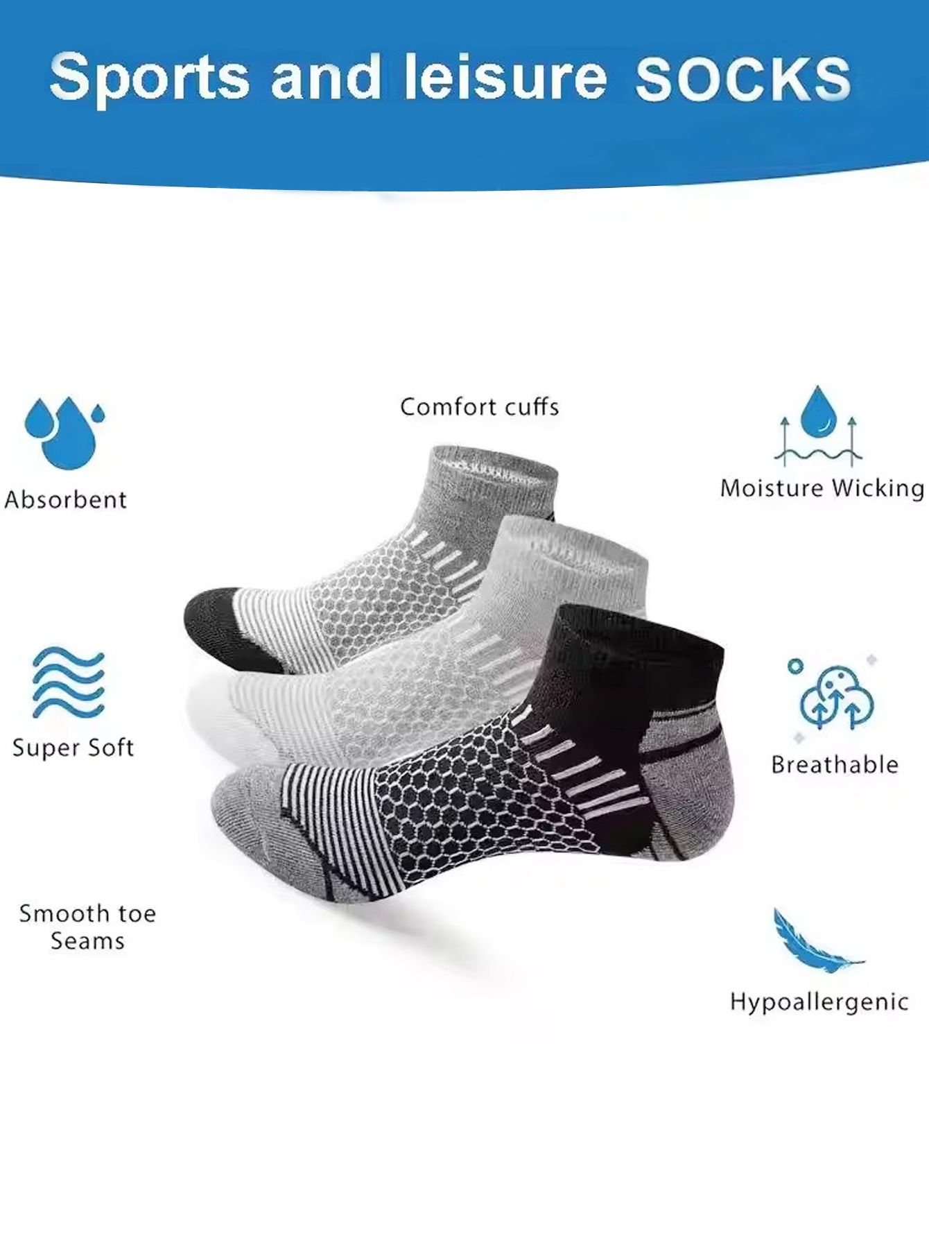 6 Pairs Men's Honeycomb Mesh A - Ankle Sock Low Cut のレビューと価格