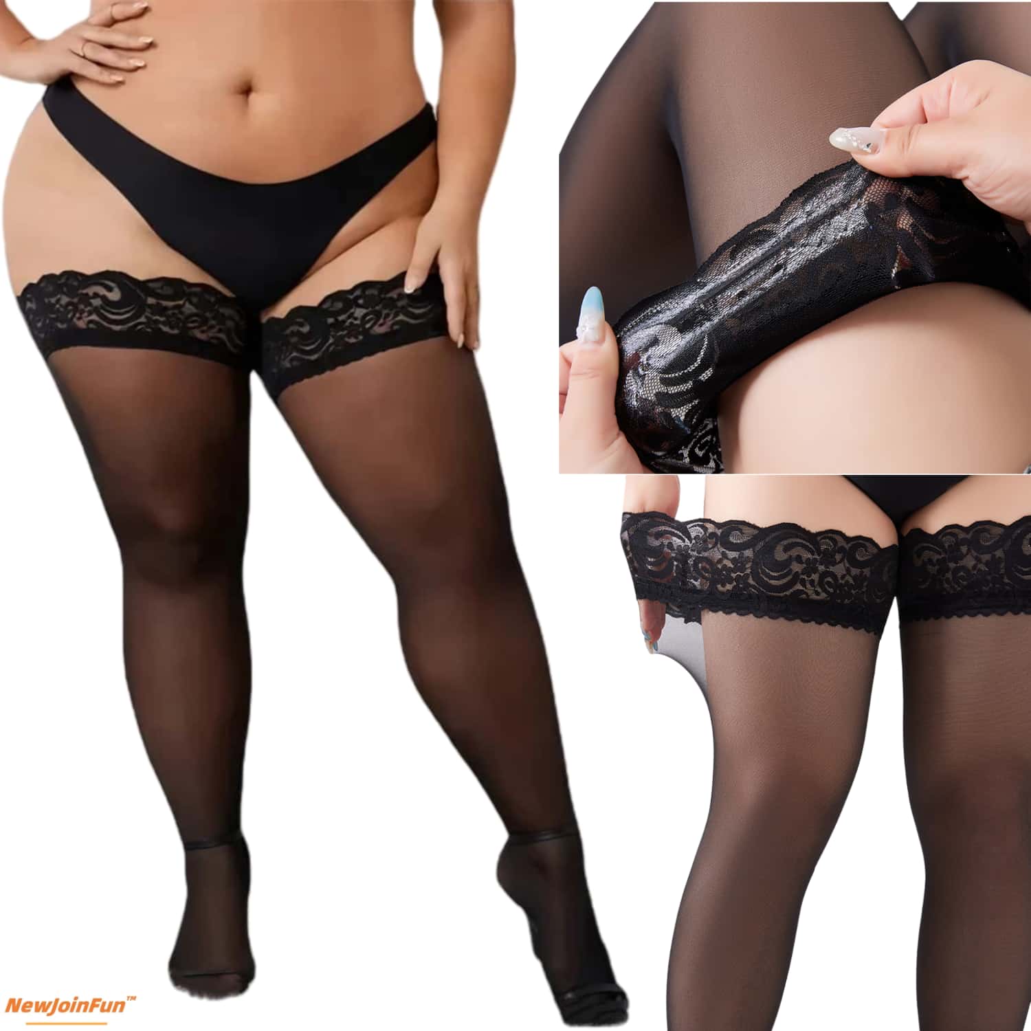 5pairs Plus Size Lace Top Thig - Thigh High Sock Stay Up のレビューと価格